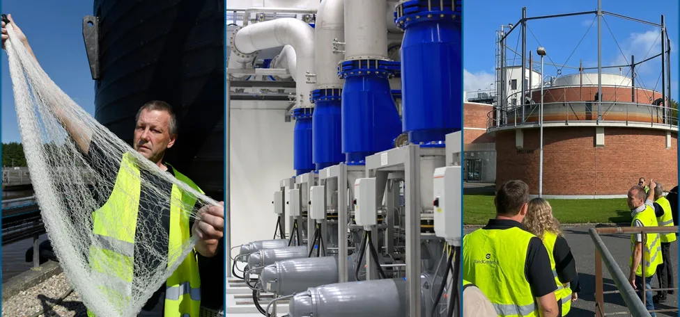 The illustration is showing the cleaning proces at Ejby Mølle WWTP.